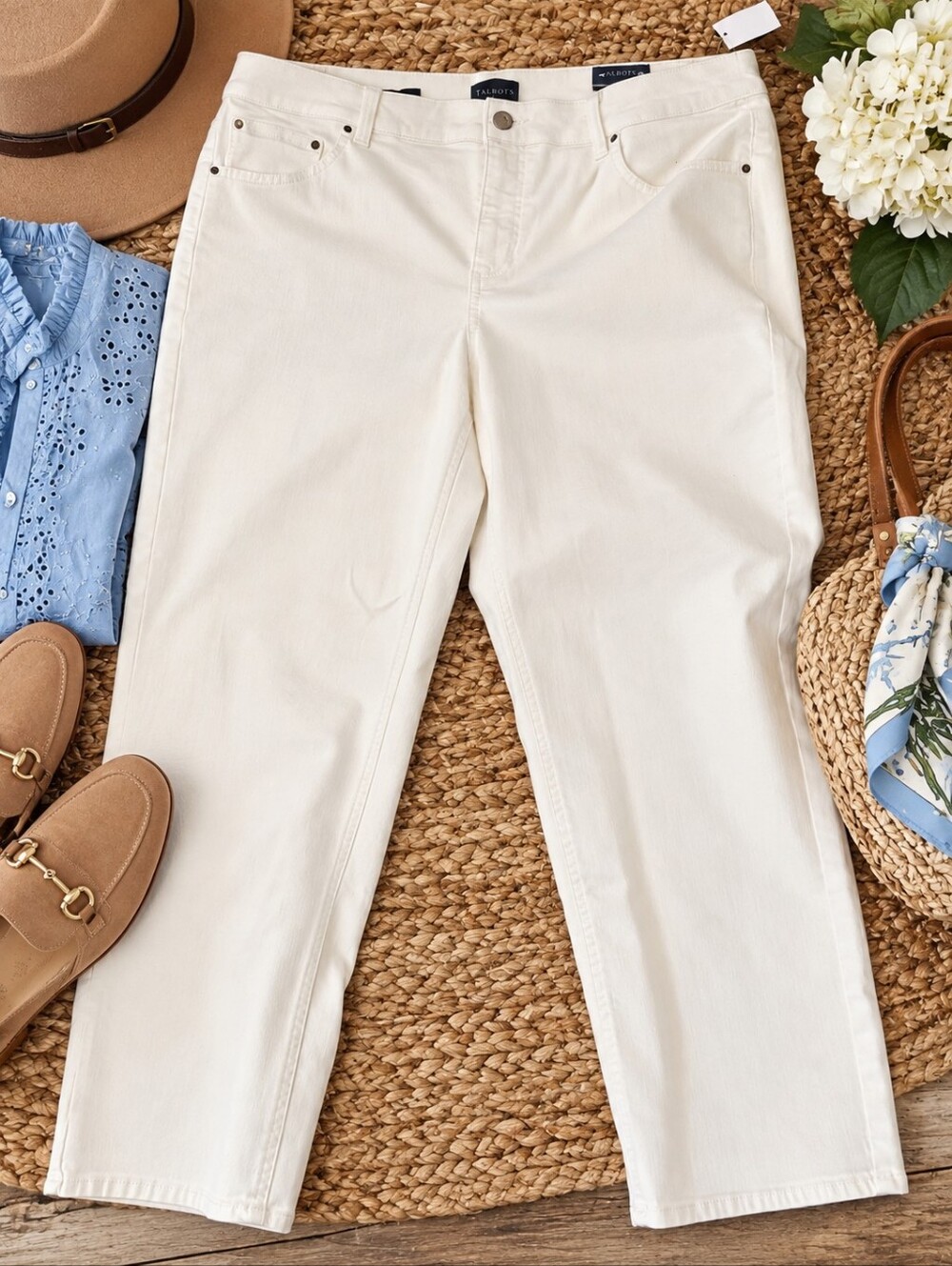 Talbots Stovepipe Ankle Jeans White Plus Size 16W NWT